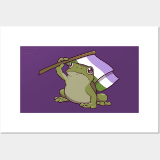 Genderqueer Pride Flag-Holding Frog Posters and Art